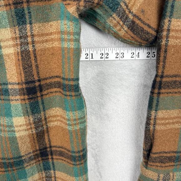 prAna Plaid Flannel Shirt Jacket Brown Green Men Sz S Button Front Lined Casual - Picture 9 of 10